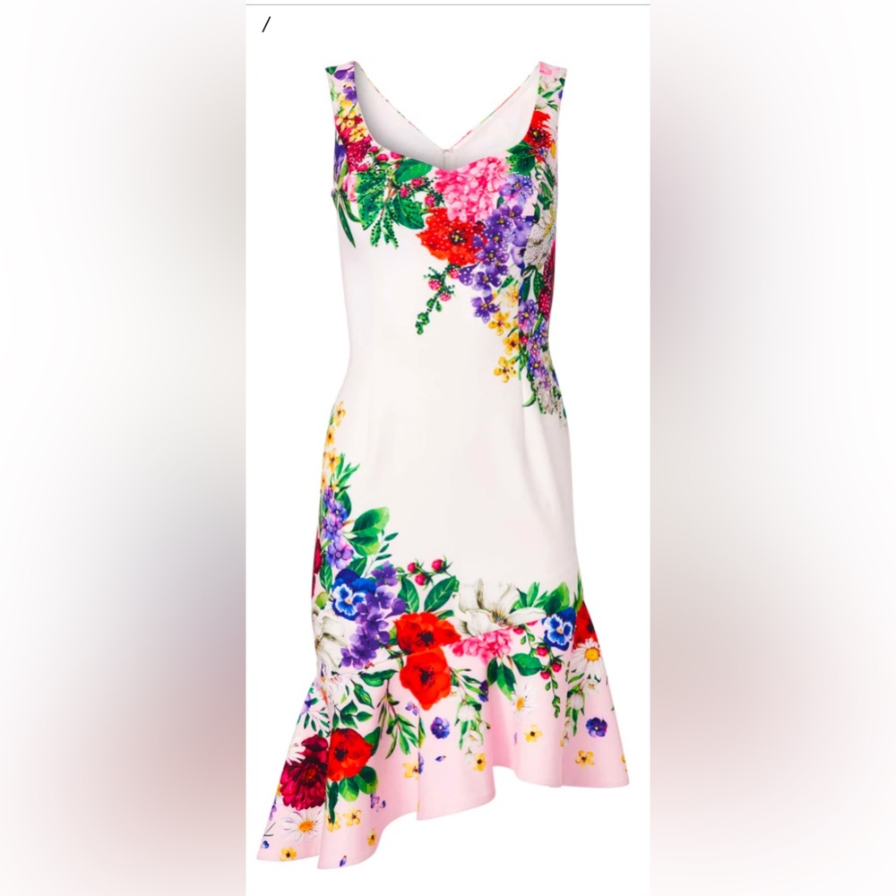 Venus Asymmetrical Floral midi Dress